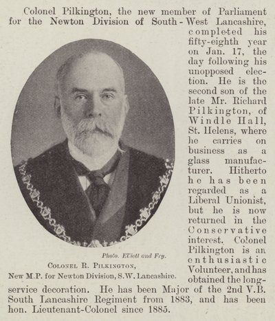 Oberst R Pilkington, ny MP for Newton Division, SW Lancashire av English Photographer