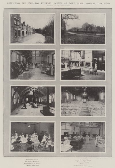 Bekjempelse av koppeepidemien, scener ved Gore Farm Hospital, Dartford av English Photographer