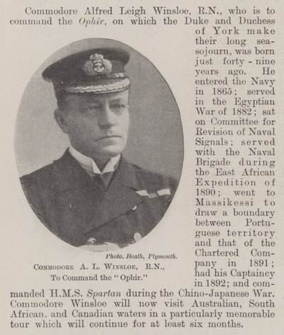 Commodore A L Winsloe, RN, for å kommandere Ophir av English Photographer