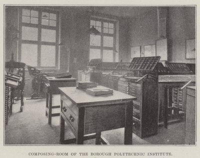 Composing-Room ved Borough Polytechnic Institute av English Photographer
