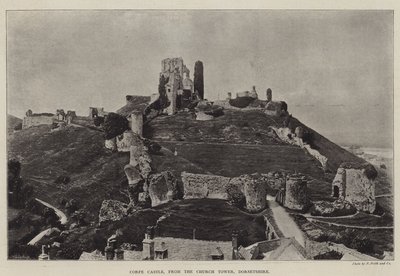 Corfe Castle, fra Church Tower, Dorsetshire av English Photographer