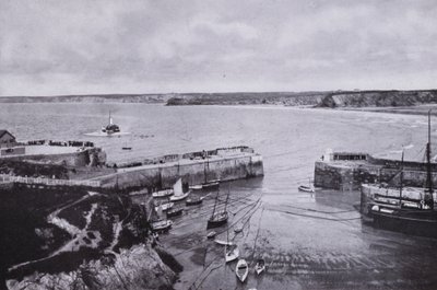 Cornwall: Newquay, the Harbor (s/hvitt bilde) av English Photographer
