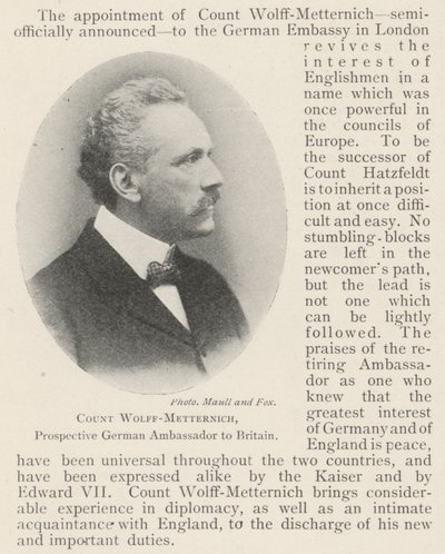 Grev Wolff-Metternich, potensiell tysk ambassadør i Storbritannia av English Photographer