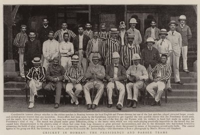 Cricket i Bombay, presidentskapet og Parsee-lagene av English Photographer