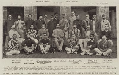Cricket i India, lagene som representerer Bombay-presidentskapet og Bombay Parsees i presidentskapskampen av English Photographer