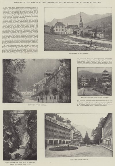 Katastrofe i Alpene i Savoy, ødeleggelse av landsbyen og badene i St. Gervais av English Photographer