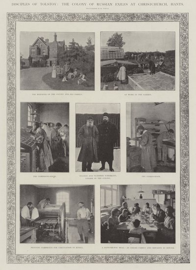 Disipler av Tolstoy, kolonien av russiske eksil ved Christchurch, Hants av English Photographer