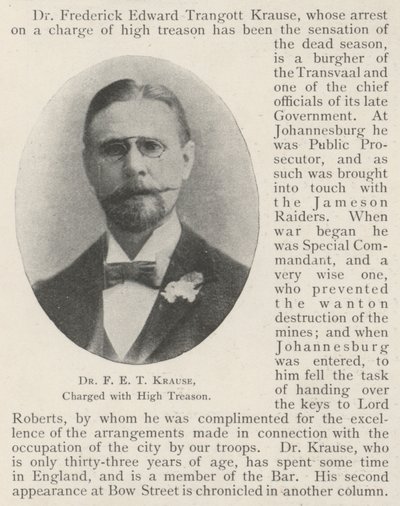 Dr F E T Krause, siktet for høyforræderi av English Photographer