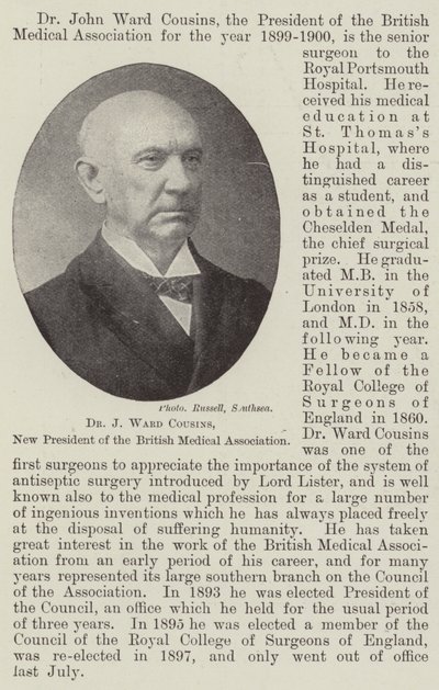 Dr J Ward Cousins, ny president i British Medical Association av English Photographer