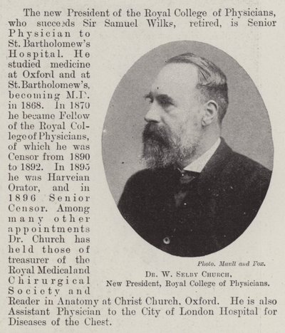 Dr W Selby Church, ny president, Royal College of Physicians av English Photographer