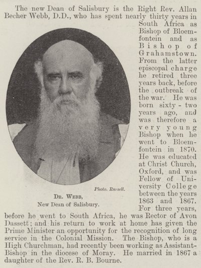 Dr. Webb, ny dekan i Salisbury av English Photographer