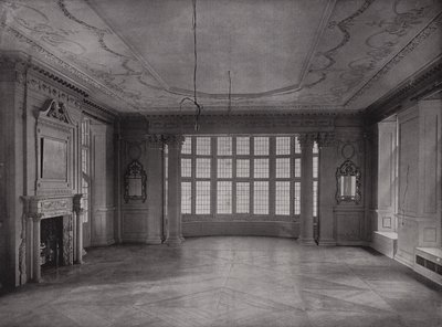 Tegnestue, ser inn i Bay, Ashorne Hill House, nær Leamington, England (s/hv-bilde) av English Photographer