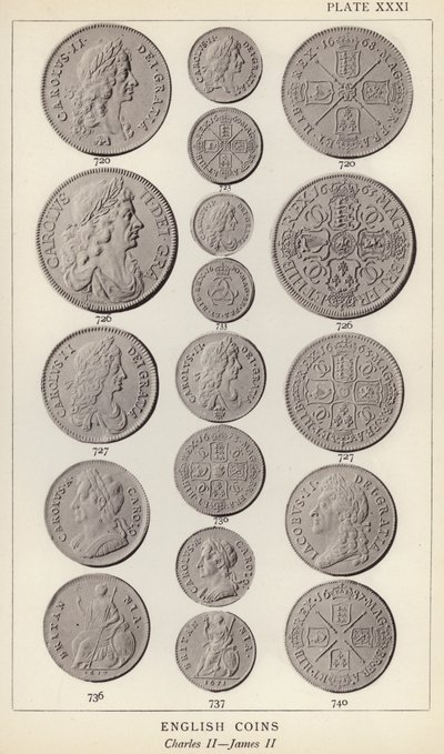 Engelske mynter, Charles II, James II (s/hv-bilde) av English Photographer