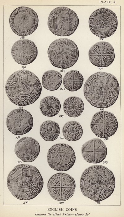 English Coins, Edward the Black Prince, Henry IV (s/hv-bilde) av English Photographer
