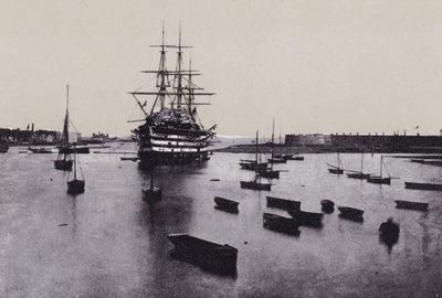 Inngang Portsmouth Harbor (s/hvitt bilde) av English Photographer