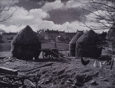 Gårdsstabler og landsbytak i Oxton, Lauderdale (s/hv-bilde) av English Photographer