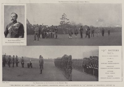 For tapperhet på Sannas Post, Lord Roberts presenterer medaljer og en statuett til Q Battery på Woolwich, 13. januar av English Photographer