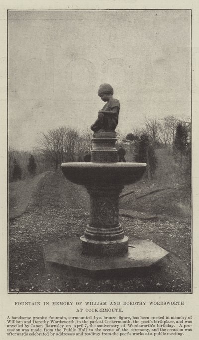 Fontene til minne om William og Dorothy Wordsworth i Cockermouth av English Photographer