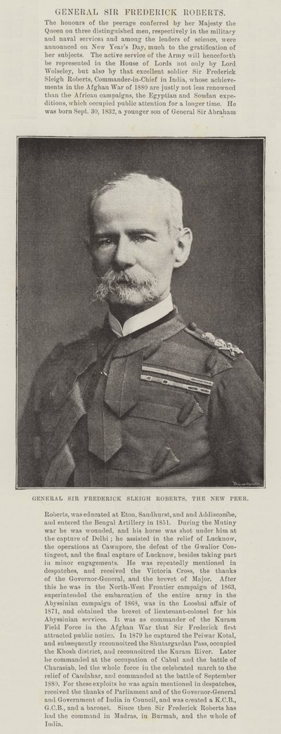 General Sir Frederick Sleigh Roberts, den nye jevnaldrende av English Photographer