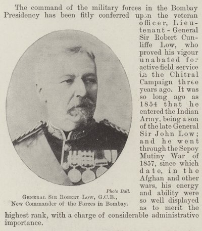 General Sir Robert Low, GCB, ny sjef for styrkene i Bombay av English Photographer