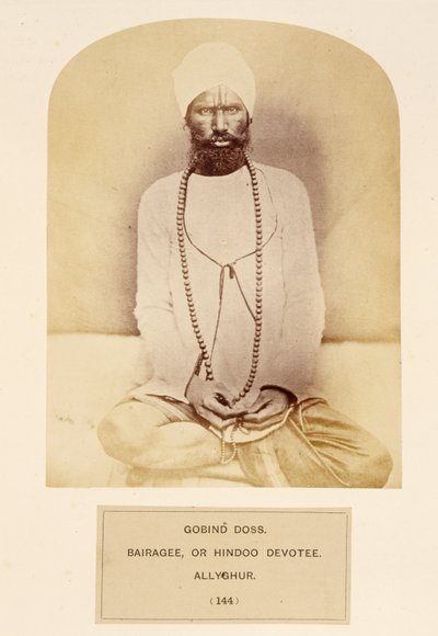 Govind Doss, Bairagee eller Hindoo Devotee, Allyghur, fra The People of India, av J. Forbes Watson, utgitt 1868 (albumtrykk) av English Photographer