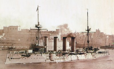 HMS Aboukir, 1902 (sepiatrykk) av English Photographer