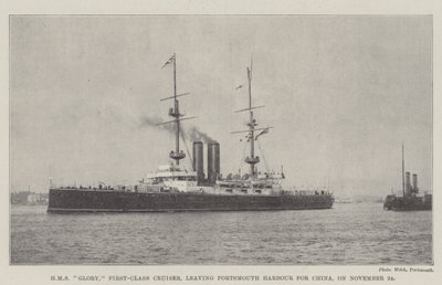 HMS Glory, førsteklasses cruiser, forlater Portsmouth havn til Kina 24. november av English Photographer