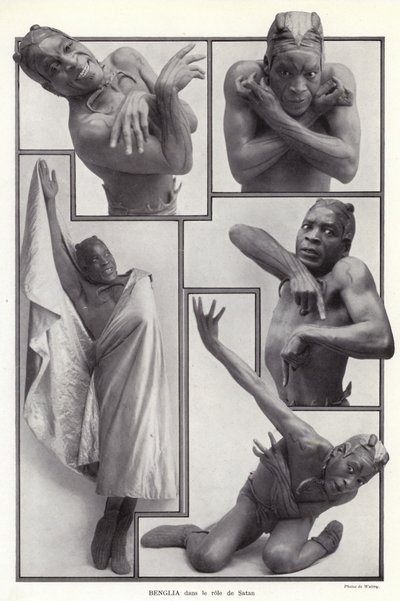 Habib Benglia , algeriskfødt fransk danser og skuespiller i rollen som Satan i Un Soir de Folie på Folies Bergere, Paris av English Photographer