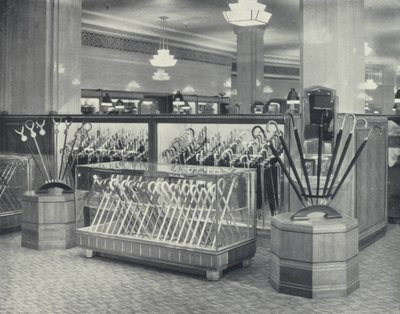 Harrods, paraplydisk (s/hvitt bilde) av English Photographer