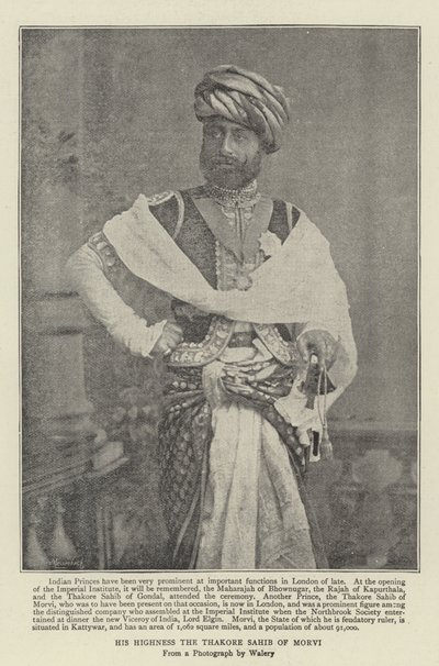 Hans høyhet Thakore Sahib fra Morvi av English Photographer