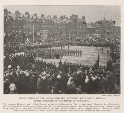 Home-Coming of the Dorset Imperial Yeomanry fra Sør-Afrika, offentlig velkomst av ordføreren i Weymouth av English Photographer