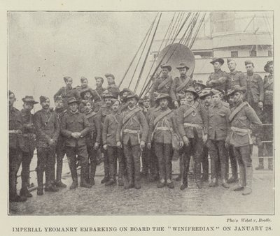 Imperial Yeomanry går om bord på Winifredian 28. januar av English Photographer