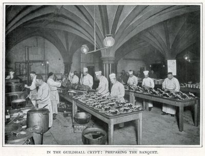 In the Guildhall Crypt: Preparing the Banquet (s/hv-bilde) av English Photographer