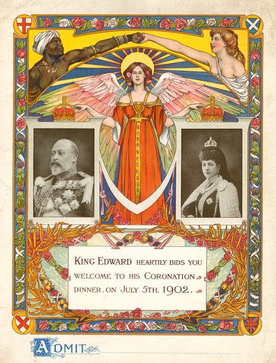 Invitasjon til kroningsmiddagen til kong Edward VII 5. juli 1902 av English Photographer