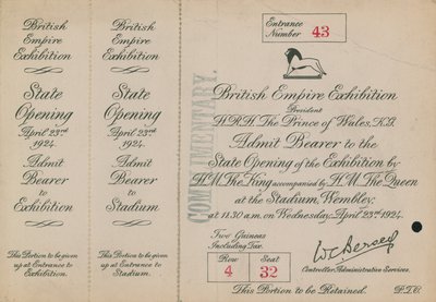 Invitasjon til statsåpningen av British Empire Exhibition av English Photographer