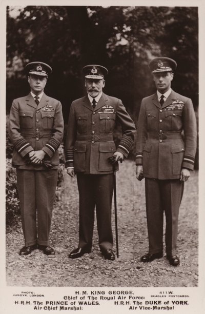 Kong George V, prinsen av Wales og hertugen av York i flyvåpenuniform av English Photographer