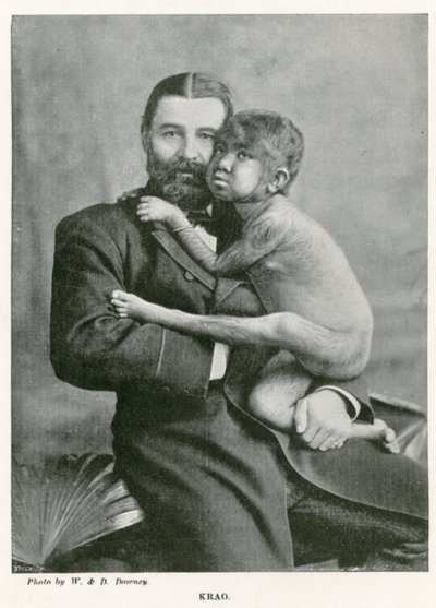 Krao, The Missing Link, utstilt på Aquarium, Westminster, London, i 1887 av English Photographer