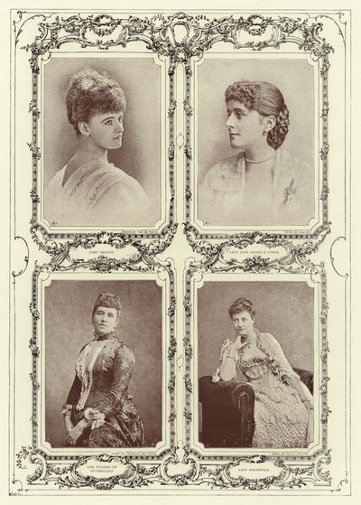 Lady Brooke, Lady Jane Seymour Combe, hertuginnen av Sutherland; Lady Borthwick av English Photographer