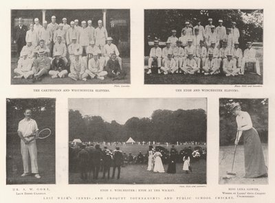 Forrige ukes tennis- og krokketturneringer og offentlig skolecricket av English Photographer