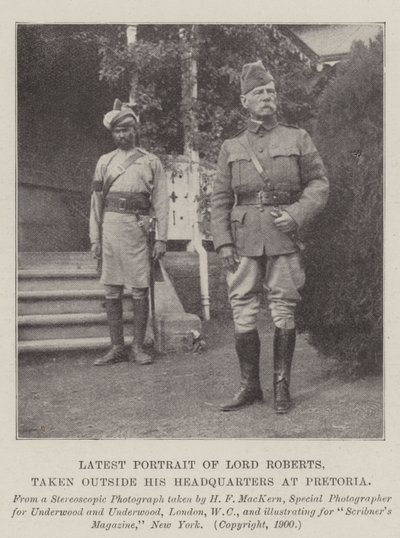 Siste portrett av Lord Roberts, tatt utenfor hovedkvarteret hans i Pretoria av English Photographer