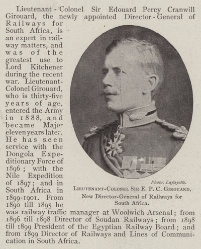 Oberstløytnant Sir E PC C Girouard, ny generaldirektør for jernbaner for Sør-Afrika av English Photographer