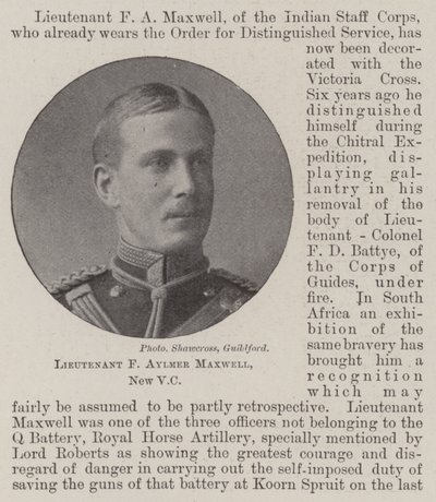 Løytnant F Aylmer Maxwell, ny VC av English Photographer