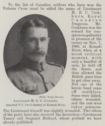Løytnant HZ C Cockburn, tildelt VC for gallanteri ved Komati River av English Photographer