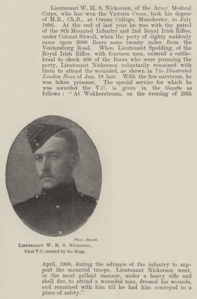 Løytnant W H S Nickerson, første VC opprettet av kongen av English Photographer
