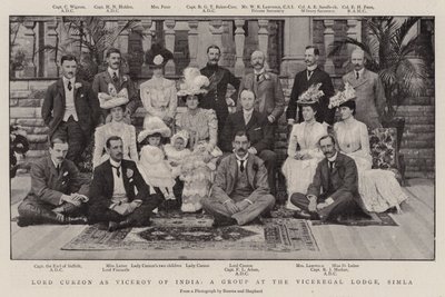 Lord Curzon som visekonge av India, en gruppe ved Viceregal Lodge, Simla av English Photographer