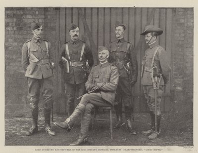 Lord Dunraven og offiserer fra 67th Company Imperial Yeomanry (Sharpshooters), på vei sørover av English Photographer