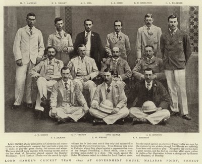 Lord Hawkes Cricket Team 1892 ved Government House, Malabar Point, Bombay av English Photographer