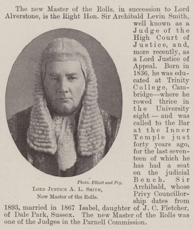 Lord Justice A L Smith, New Master of the Rolls av English Photographer