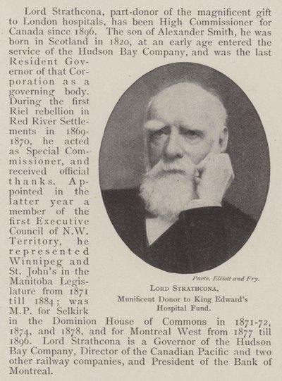 Lord Strathcona, Munificent giver til King Edwards Hospital Fund av English Photographer