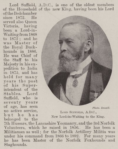 Lord Suffield, ADC, New Lord-in-Waiting to the King av English Photographer